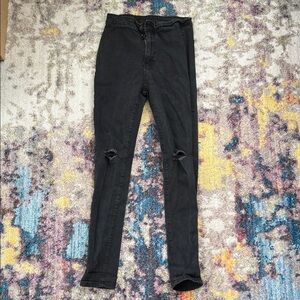 SHEIN Black Distressed Skinny Jeans